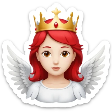 an angel with a red crown on his head, 4 wings sticker