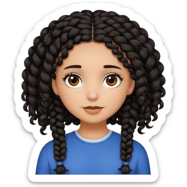 a girl with curly dark brown hair and dark brown eyes. add a best friend who is black with black braids and dark brown eyes sticker