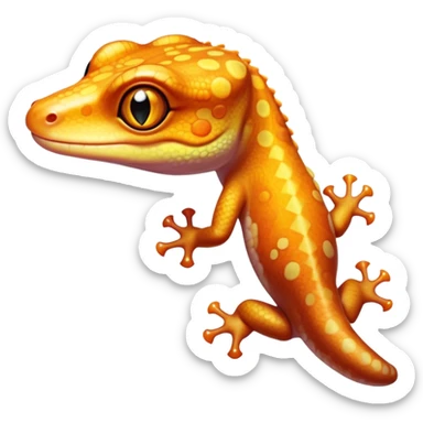 Cinematic Cute Gecko Portrait Emoji, Head tilted playfully and inquisitively, featuring a small, charming body with smooth, vividly patterned scales, bright, sparkling eyes and delicate, sticky toe pads, Simplified yet irresistibly adorable features, highly detailed, glowing with a warm, inviting glow, high shine, affectionate and lively, stylized with a touch of tropical whimsy, soft glowing outline, capturing the essence of a mischievous yet loving gecko that appears ready to dart out of the screen into your heart! sticker