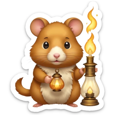 hamster holding oil lamp light sticker