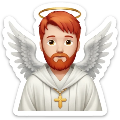 red hair, white bearded man angel sticker