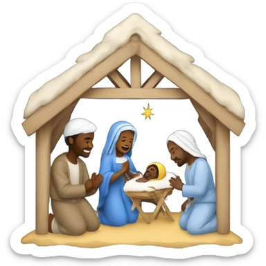 American Nativity scene  sticker