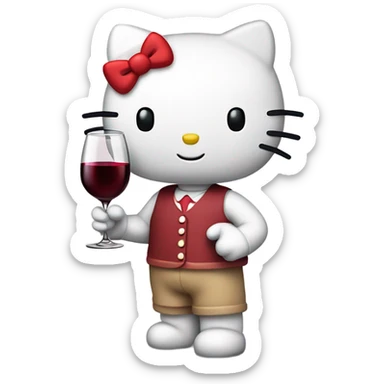 Hello Kitty drinking red wine sticker