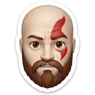 God of War Kratos (white skin, beard and eyebrow color brown) sticker