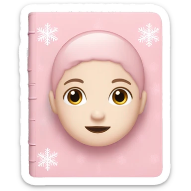 Baby pink journal with a white snowflake on the cover  sticker