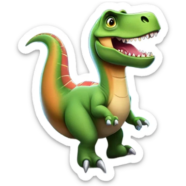 Dinosaur flying apollo spaceship sticker