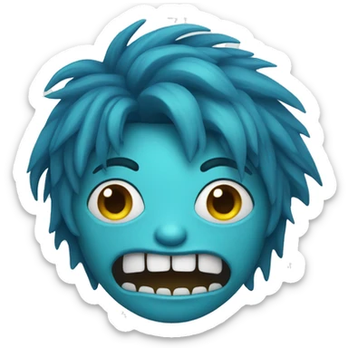 blue haired monster sticker