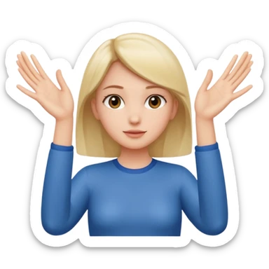 Girl with two hands in front out palms facing upwards  sticker