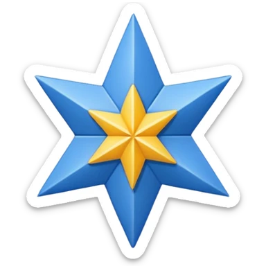 It is a blue mark in the shape of an eight-pointed star with a checkmark in the middle.  sticker