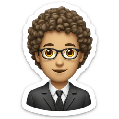 young teacher male with curly hair sticker