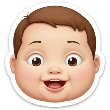 Fat white baby with a little hair brown and too bottom teeth  sticker