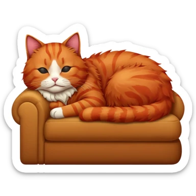 Red Cat sleeping in the couch ￼  sticker