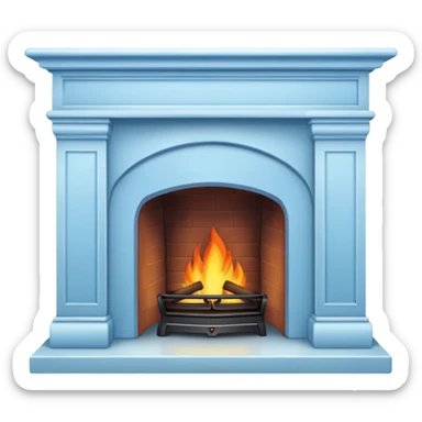 The fireplace is pale blue in color sticker