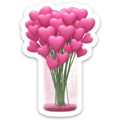 10000000 huge pink hearts on stems in a clear glass vase sticker