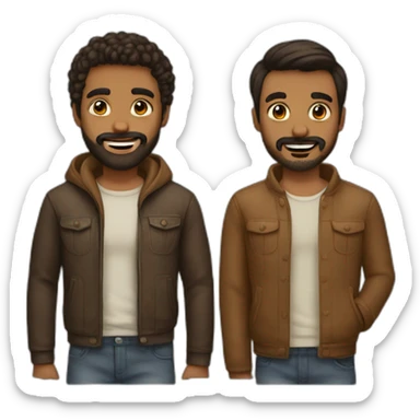 Gay love brown guy with beard and brown guy with mustache sticker