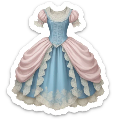 Rococo blue dress with pale pink and lace sticker