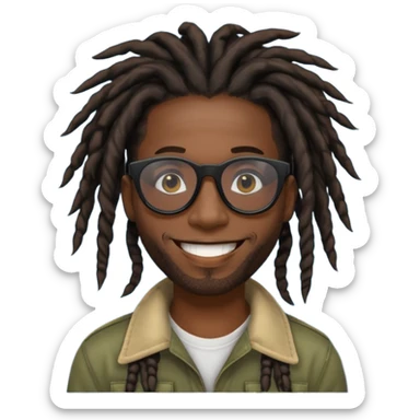 a black african guy with dreadlocks, wearing black shades and aura farming emoji sticker