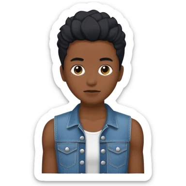 Un personnage noir avec un débardeur blanc et un jean 👖 avec des cheveux court  sticker
