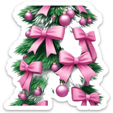 flocked christmas tree decorated in pink bows sticker