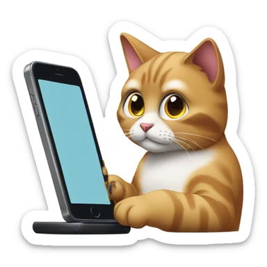 A cat texting on a mobile phone sticker