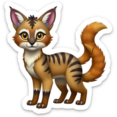 Colorful dark tropical exotic cute cool beautiful shiny beautiful fantasy-caracal-civet-genet-sergal-vernid-Gryphon-Cacomistle-Trico-oncilla-animal-Fakémon-hybrid-fursona (full body) sticker