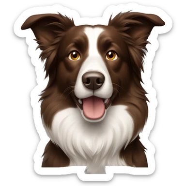 Brown border collie with one ear up one ear down  sticker
