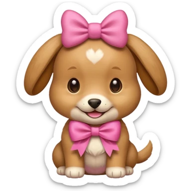 This puppy 🐶 with a pink bow, please in apple ios emoji style sticker