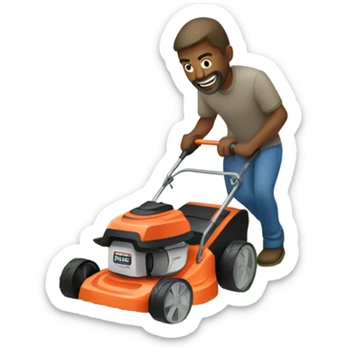 Man mowing lawn sticker