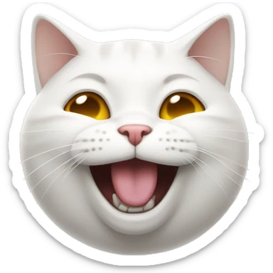 White British cat is laughing, his eyes are closed  sticker