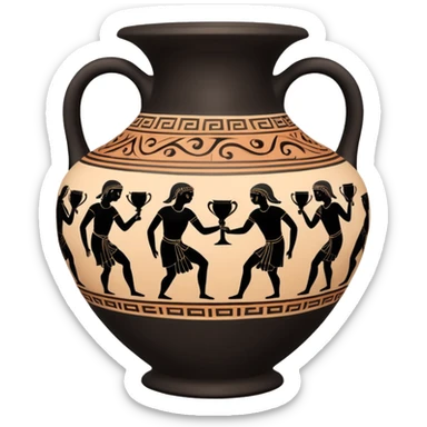 An emoji of an ancient Greek amphora vase with black-figure painting. sticker