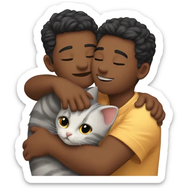  gay couple hug cat sticker