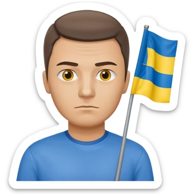 a Ukrainian man with the flag of Ukraine sticker