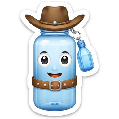 Water bottle wearing a cowboy hat  sticker