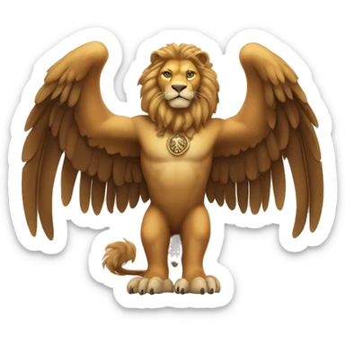 a legendary creature with the body, tail, and back legs of a lion, and the head and wings of an eagle with its talons on the front legs sticker