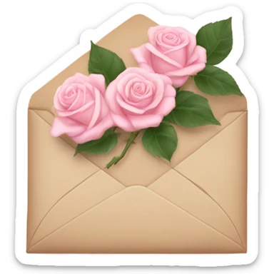 beige envelope with light pink roses sticker
