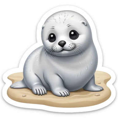 Train a harp seal at beach  sticker