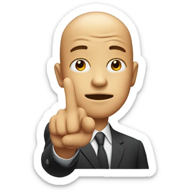 a face pointing a finger at the forehead sticker