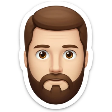 man with long straight hair and beard no mustache sticker