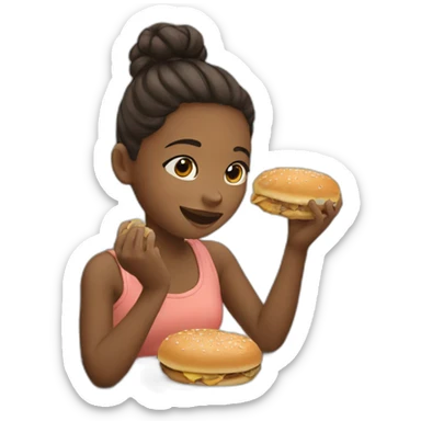 Girl eats breakfast in a bun sticker