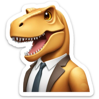A t-rex who is talking to Elon musk, the entrepreneur  sticker