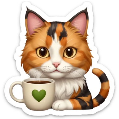 cat with coffee sticker