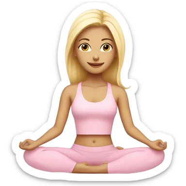 blonde yoga girl light pink clothes n sticker