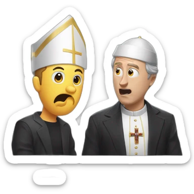 Geoff Keighley arguing with Angry Joe while wearing pope hat that is also a Dorito sticker