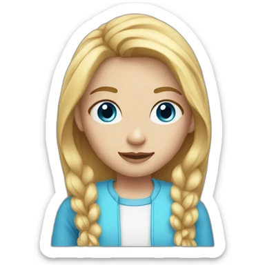 A girl with blue eyes, freckles and long blond hair sticker