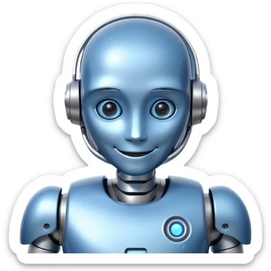 smiling humanoid robot sticker