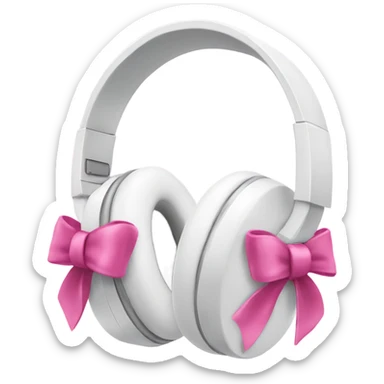 White headphones with pink bows sticker