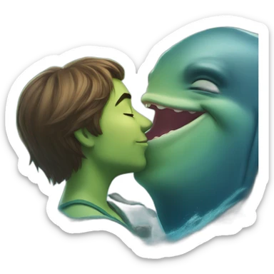 Shrek kissing a whale sticker