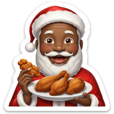 black santa eating chicken sticker