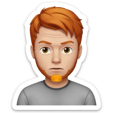 The 🤨 raised eyebrow emoji but with short ginger hair (a man) sticker