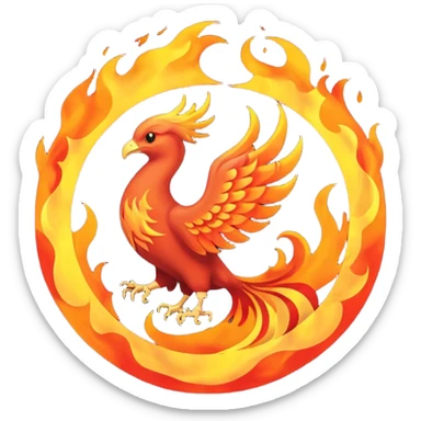 Name text of " Emberborn " An object of fire, circle and Phoenix sticker